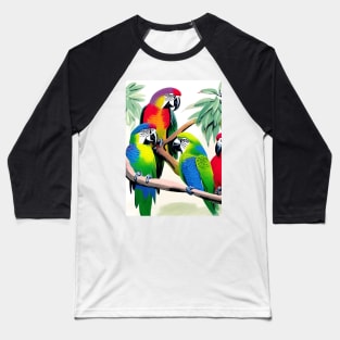 PARROTS HAVING A CHAT IN A TROPICAL FOREST Baseball T-Shirt